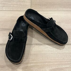 BIRKENSTOCK Buckley Suede Leather, BLACK SIZE 40 EU